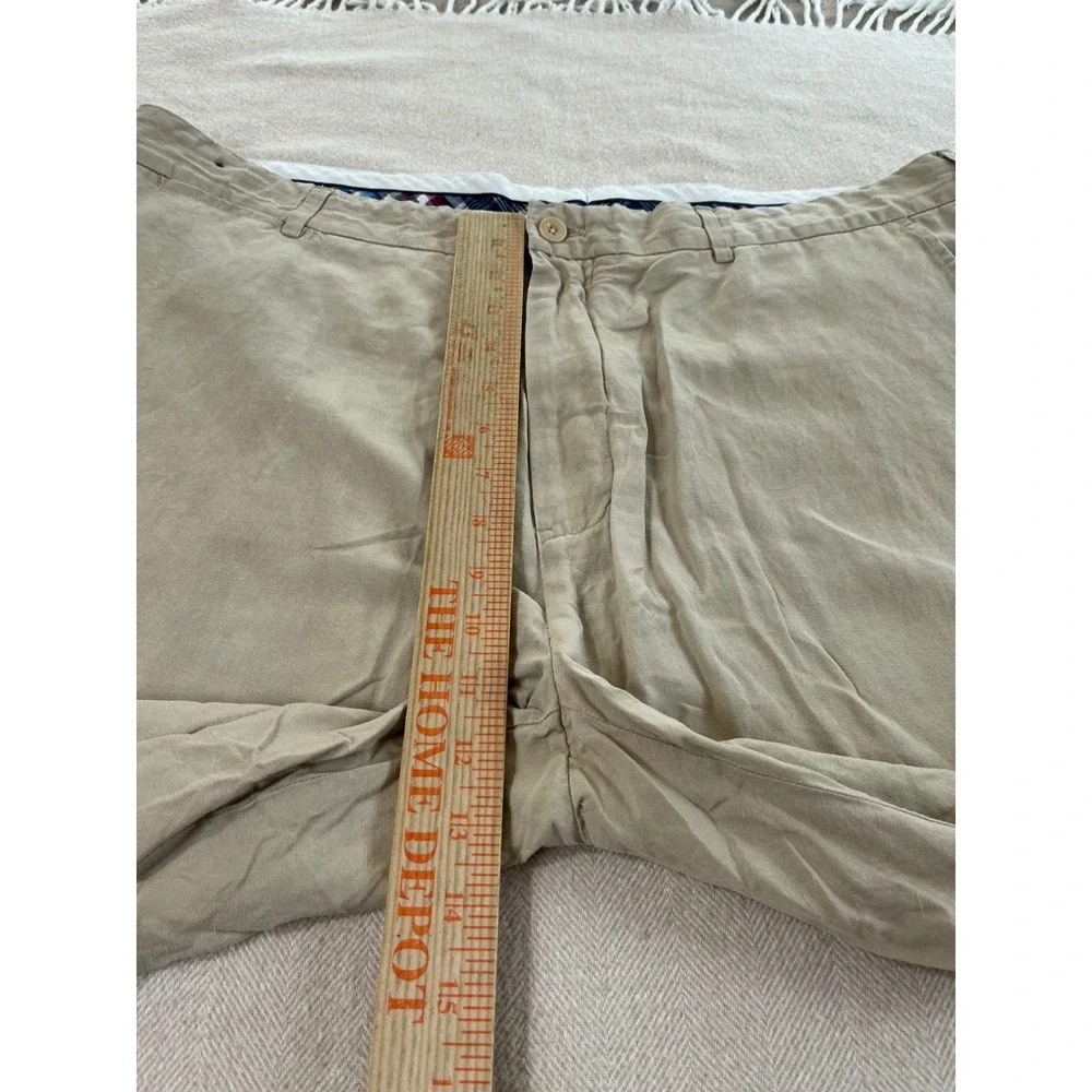 Polo Ralph Lauren Flat Pants‎ Men's size 38x32 Tan Khaki Linen Silk Blend